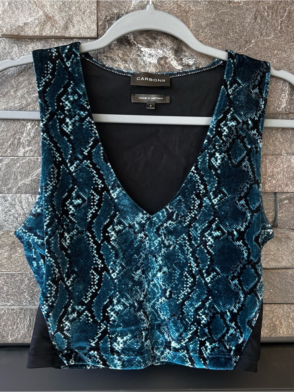 Carbon38 Velvet Snakeskin Crop Top
